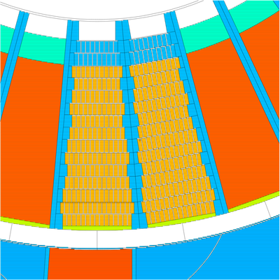 Section of the target wheel with bricks built in two sectors